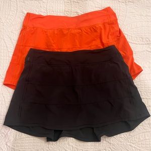 Lululemon Skorts, size 10, 1 orange, 1 black, Both in like new condition